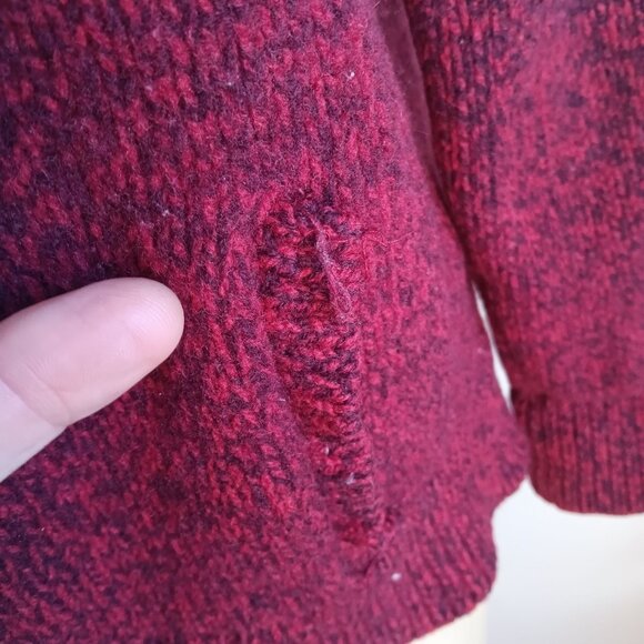 Medium L.L. Bean Sweater Jacket Womens Lambs wool Red Heather Full-Zip - Picture 6 of 8